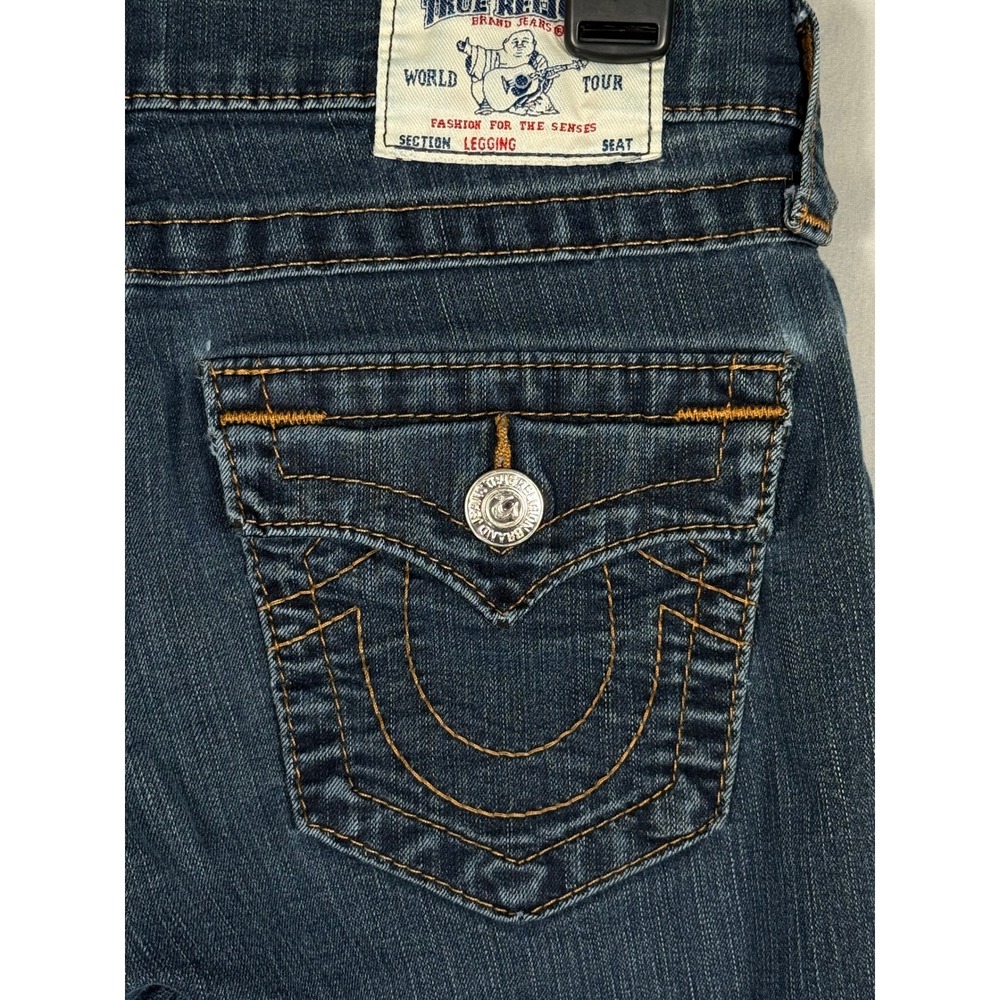 True Religion Legging w/ Flaps Dark Wash Skinny Jeans Low Rise Womens 28 - Picture 11 of 14